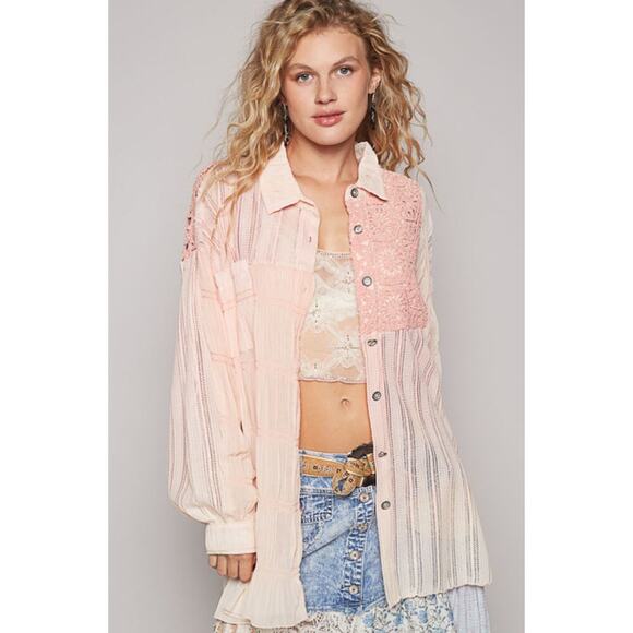 POL Baby Pink Button Front Top - Picture 1 of 3